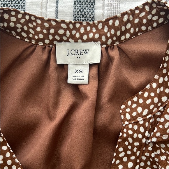 Elegant White and Brown Ruffle Blouse Set J. Crew XS - Picture 3 of 8
